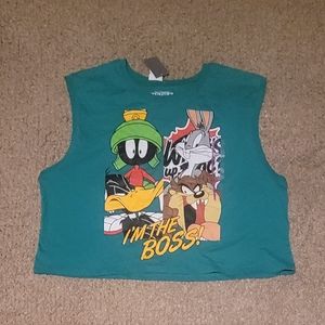 LOONEY TUNES IM THE BOSS Graphic Tank Top Green Plus Size XXL